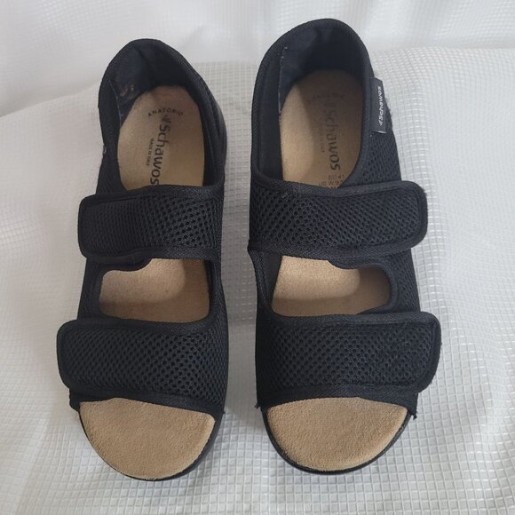 Schawos Unisex Shoes Sandals Anatomical Adjustable Strap Mesh USW 9.5 10 Black - Picture 2 of 12